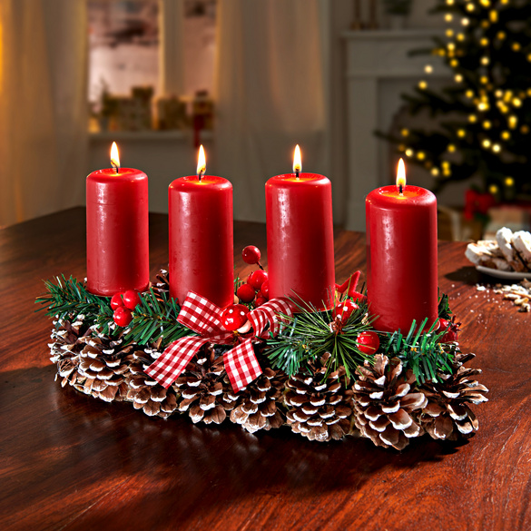 Adventskranz-Alternative Kerzenständer Tannenzapfen