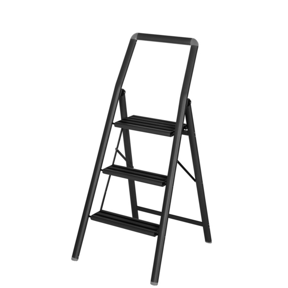 Alu-Klapptrittleiter Compact 3-stufig Schwarz
