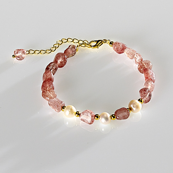 Armband Strawberry-Quarz und Süßwasserperlen Amélie di Santi