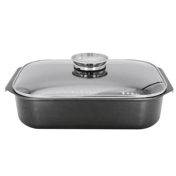 Aromabräter 5,5 l mit Glasdeckel & Aromaknopf 34,5 cm