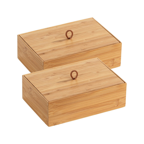 Aufbewahrungsbox „Terra“ L mit Deckel, 2er Set, Bambus