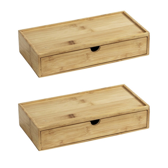 Aufbewahrungsbox „Terra“ mit Schublade, 2er Set, Bambus