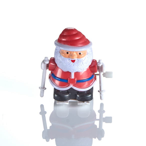 Aufziehspielzeug Weihnachtsmann auf Skiern