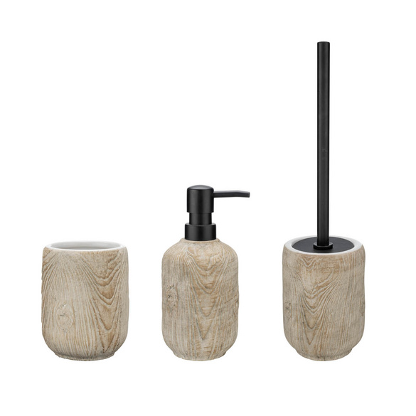 Bad-Accessoire Set „Florio“, 3-tlg. aus Keramik in Holz-Optik