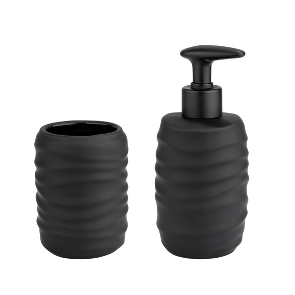 Bad-Accessoire Set „Illana“, 2-tlg., schwarz, Soft-Touch Keramik