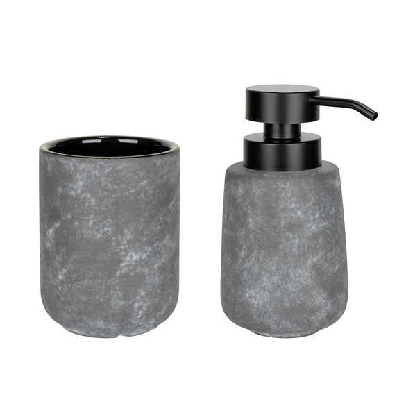 Bad-Accessoire Set „Sacile“, 2-tlg., grau/schwarz