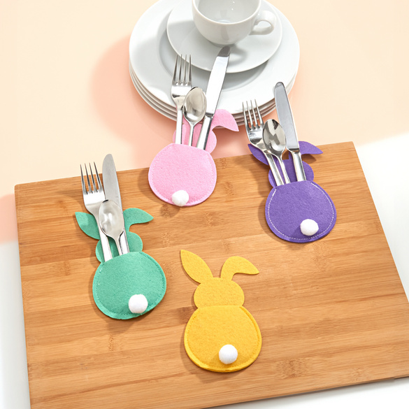 Bestecktasche "Hase" aus Filz 4er-Set