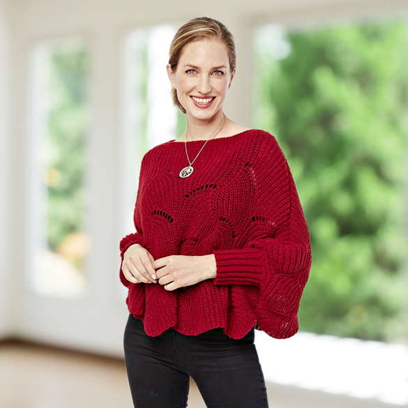 Pagen Cape-Pullover dunkelrot