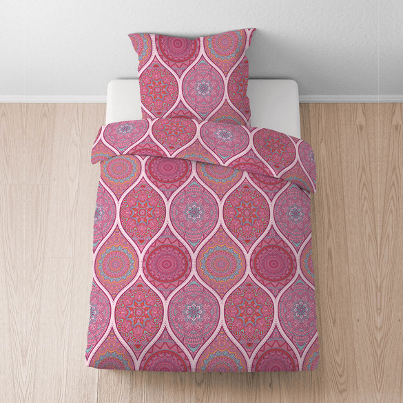 Baumwoll Renforce Bettwäsche ORNAMENT pfirsich, 1x 135x200 cm + 1x 80x80 cm