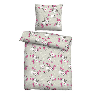 Castell Feinbiber Bettwäsche Blümchen brombeer, 1x 155x220 cm + 1x 80x80 cm Castell Feinbiber Bettwäsche Blümchen brombeer, 1x 155x220 cm + 1x 80x80 cm