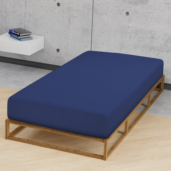 Jersey-Stretch-Spannbetttuch dunkelblau, 1x 90x190 cm - 100x200 cm