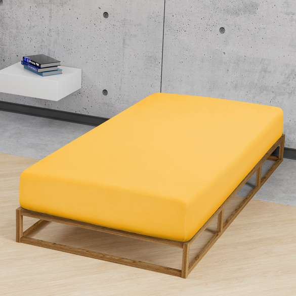 Jersey-Stretch-Spannbetttuch honig, 1x 90x190 cm - 100x200 cm