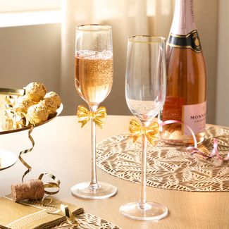 Champagnerflöten mit Schleife Champagnerflöten mit Schleife