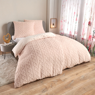 Chenille-Bettwäsche Rautenrelief beige 2-tlg. Eldo Chenille-Bettwäsche Rautenrelief beige 2-tlg. Eldo