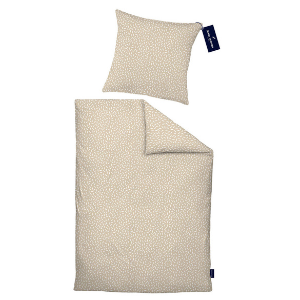 Renforce Bettwäsche Geometrisches Muster kitt, 1x 155x220 cm + 1x 80x80 cm