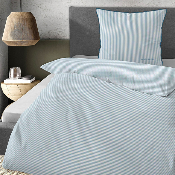 Satin Bettwäsche taubenblau, 1x 155x220 cm + 1x 80x80 cm