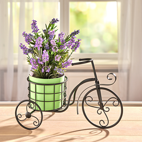 Deko-Fahrrad mit Blumenständer im Vintage-Stil