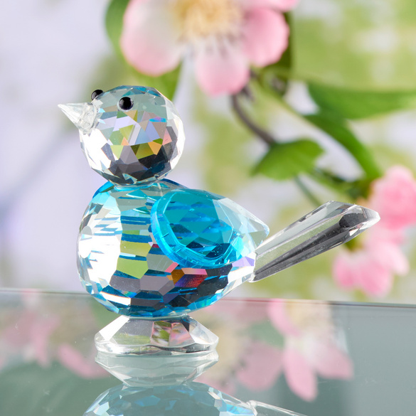 Deko Glasvogel "Blaumeise" mit Facettenschliff