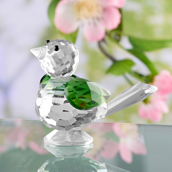 Deko Glasvogel "Grünspecht" mit Facettenschliff