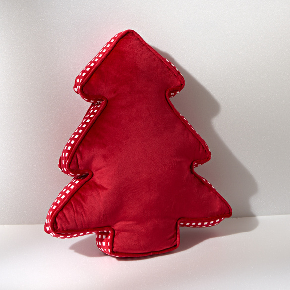 Deko-Kissen in Tannenbaumform rot