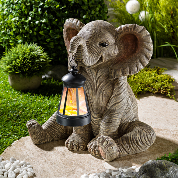 Dekofigur Elefant mit Solar-Laterne