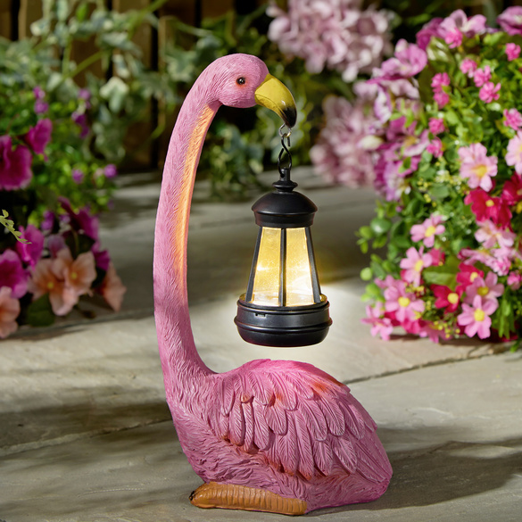 Dekofigur Flamingo mit Solar-Laterne