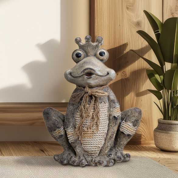 SHACAMO Froschkönig Dekofigur 32cm - Grün Marmoriert