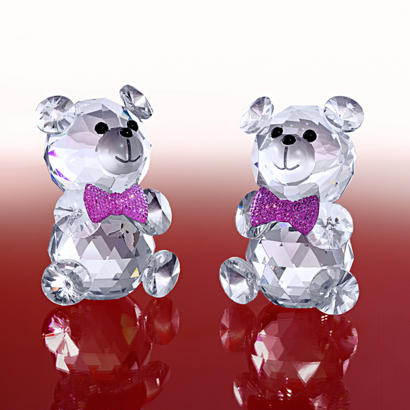 Dekofigur Teddy aus Glas mit Facettenschliff