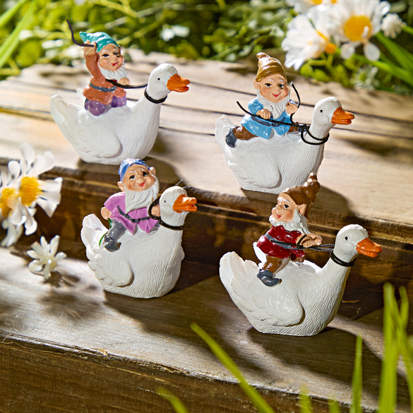 Dekofiguren Gartenzwerge "Enten-Rennen" 4er-Set