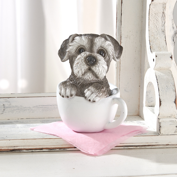Dekogeschenk "Hund in Teetasse"