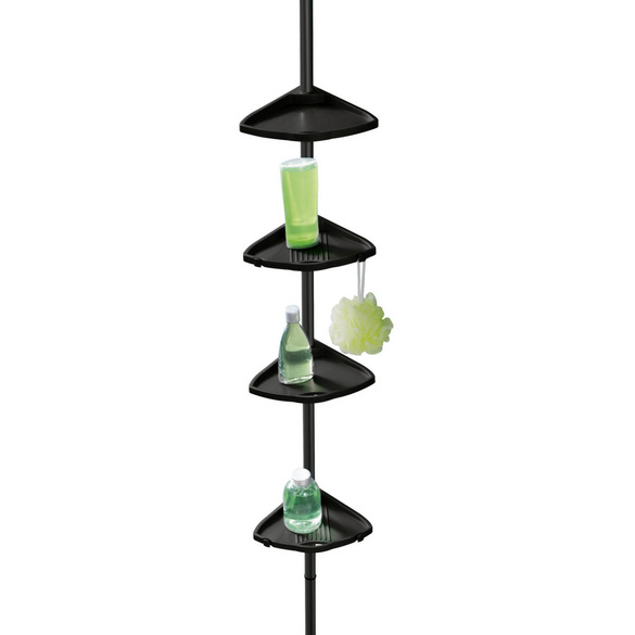 Duschecke Compact Schwarz 4 Ablagen Aluminium