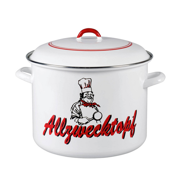 Emaille-Allzwecktopf 14 l mit Dekor „Koch“ Ø 28 cm