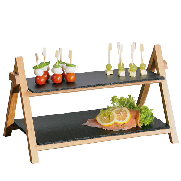 Etagere mit Schieferplatten 2-stöckig
