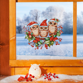 Fensterbild "Weihnachts-Eulen" Fensterbild "Weihnachts-Eulen"