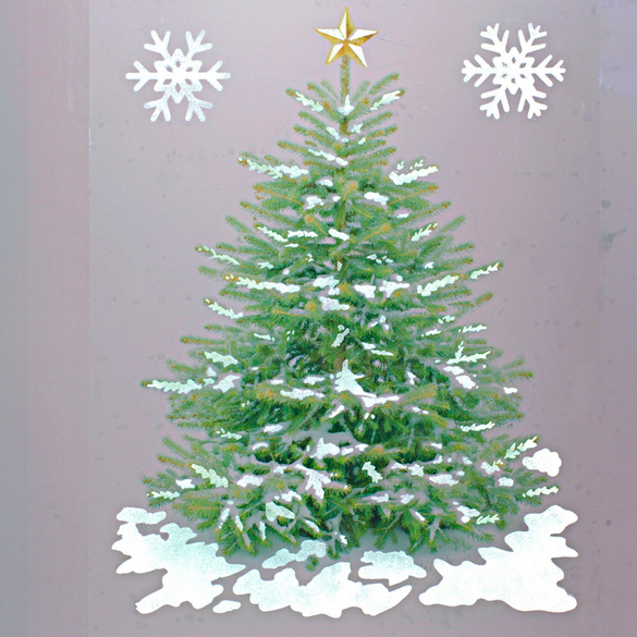 Fensterbild "Weihnachtsbaum" nachtleuchtend, 3-tlg