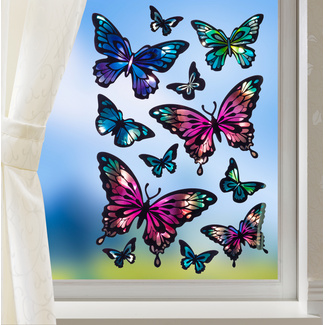 7-teilige Fensterbilder Schmetterlinge & Blumen – Statisch Haftend, Wiederverwendbar, Für Fenster & Fliesen