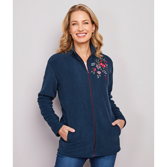 Pagen Fleece-Jacke "Blüte" navy