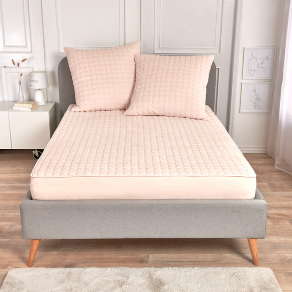 Fleece-Spannbetttuch mit Wabenstruktur creme 90x200cm