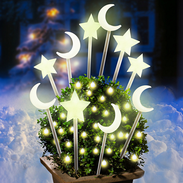 Garten Deko-Stecker "Monde & Sterne" selbstleuchtend, 10er-Set