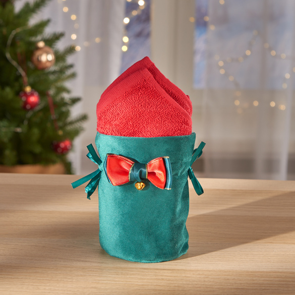 Geschenkbeutel mit Gästetüchern grün 3-tlg