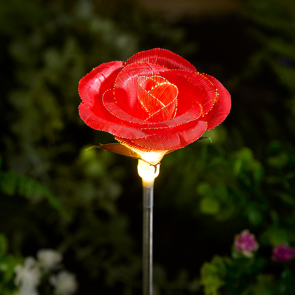 3Pagen Grabdeko Solarleuchte "Rose" mit Steckstab