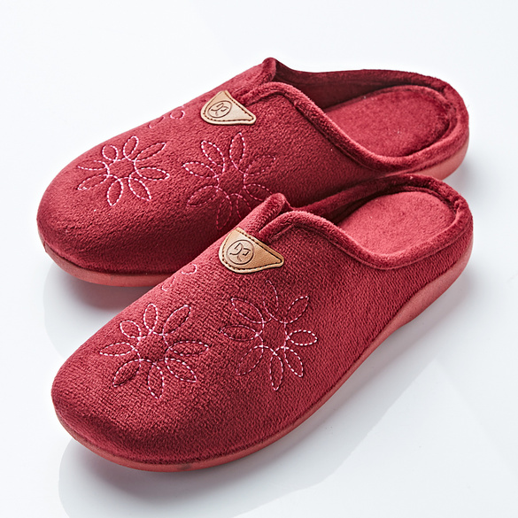 Pagen Hausschuh "Blume" bordeaux