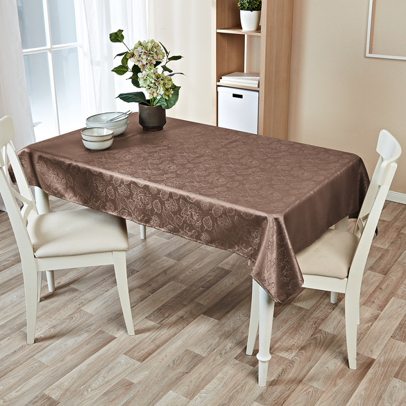 Jacquard-Tischdecke 130 x 160 cm hellbraun