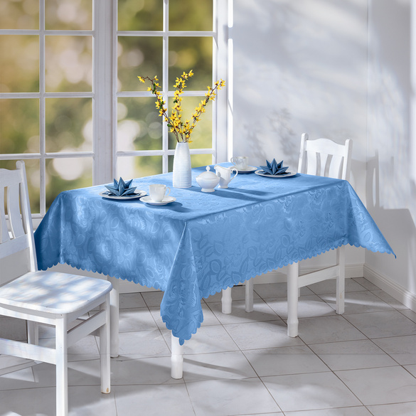 Jacquard-Tischdecke "Jasmin" hellblau, 130x160 cm