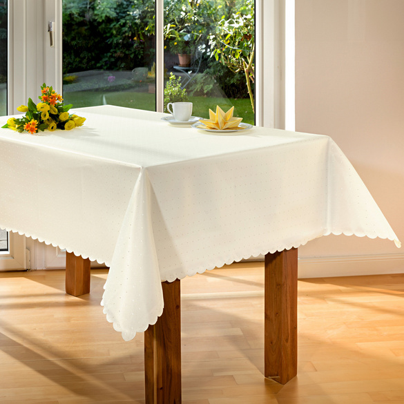 Jacquard-Tischdecke "Tupfen" ecru, 150 x 225 cm