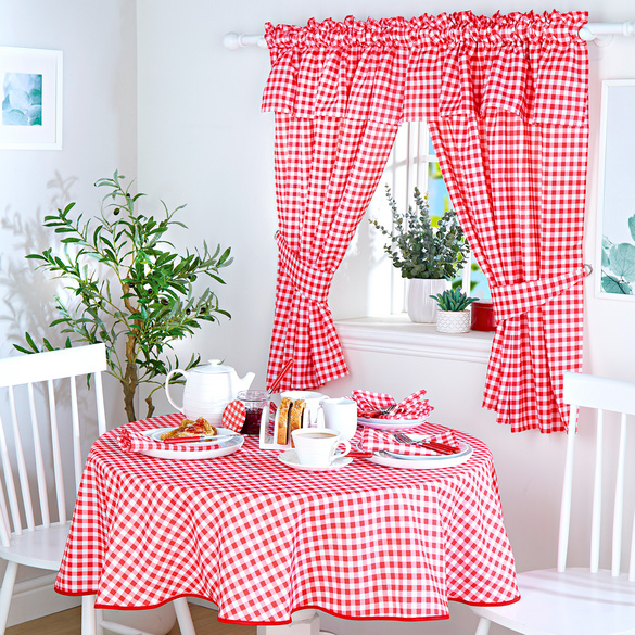 Karo-Tischdecke Rot-weiß Ø 160 Cm Eldo