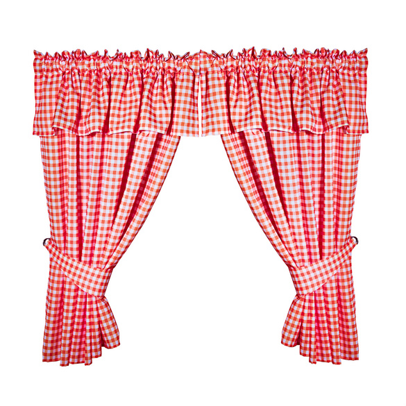 Karo-Vorhanggarnitur rot-weiß 116 x 121 cm