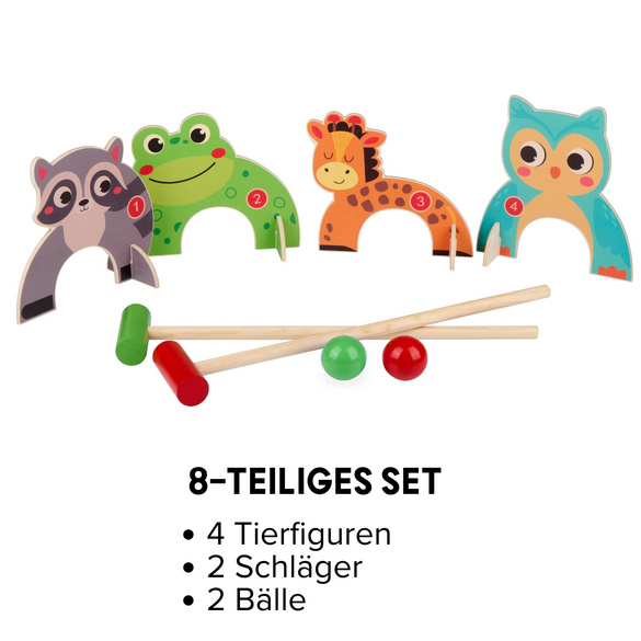 3Pagen Krocketspiel Mit Tieren 8-tlg.