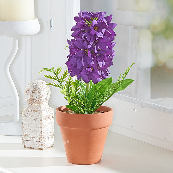 Kunstblume im Topf Hyazinthe flieder