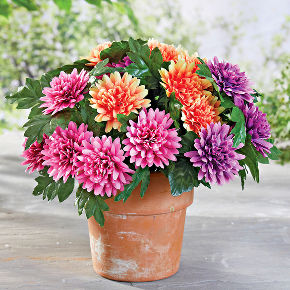 Kunstblumen Balkon "Dahlien" 3er-Set